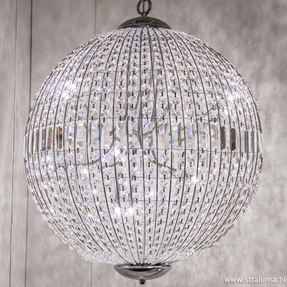 Luxe ronde hanglamp kristal met chroom>Straluma Sale