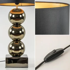 Luxe tafellamp goud inclusief kap zwart/goud><noscript><img width=