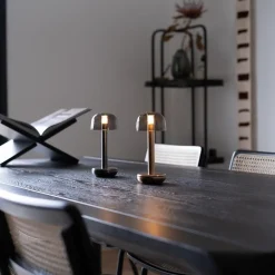 Luxe tafellamp op batterij dimbaar titanium/smoke><noscript><img width=