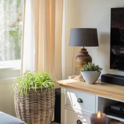 Massief houten lampvoet Milazzo met bronzen fitting><noscript><img width=