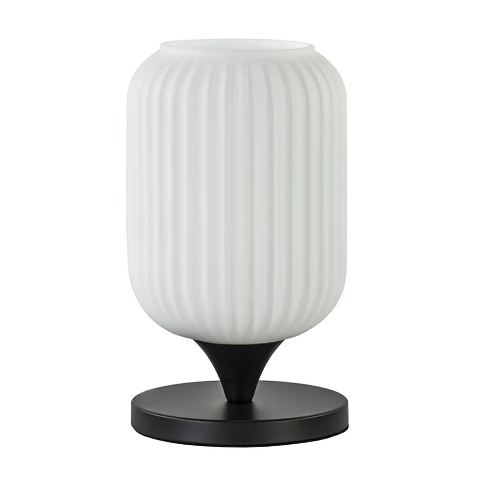 Mat witte tafellamp met zwarte voet>Straluma New