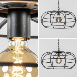 Mat zwart metalen hanglamp Imelda Light and Living><noscript><img width=