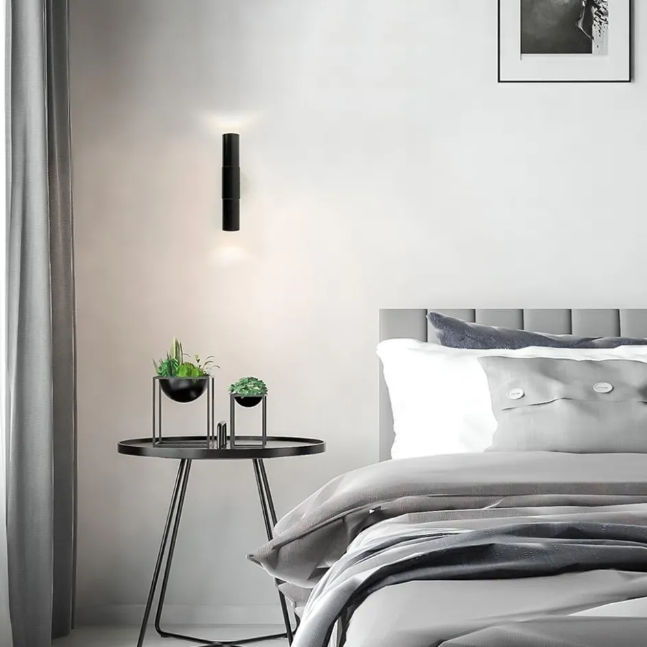 Mat zwarte cilinder wandlamp up+down>Straluma Discount