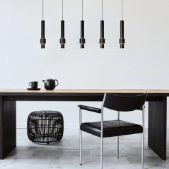 Mat zwarte design hanglamp inclusief LED><noscript><img width=