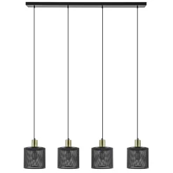 Mat zwarte eettafelhanglamp cilinder kappen met goud>Straluma New