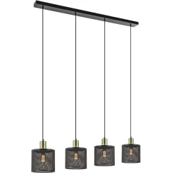 Mat zwarte eettafelhanglamp cilinder kappen met goud>Straluma New