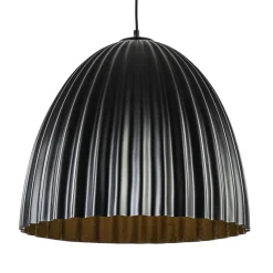 Mat zwarte hanglamp hoge koepel met relief>Straluma Outlet
