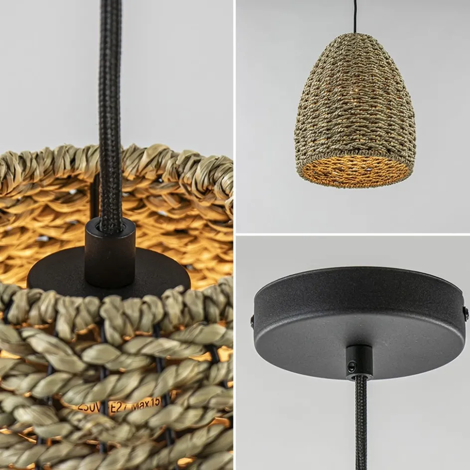 Mat zwarte hanglamp met touw>Straluma Outlet