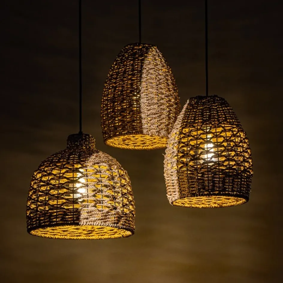 Mat zwarte hanglamp met touw>Straluma Outlet