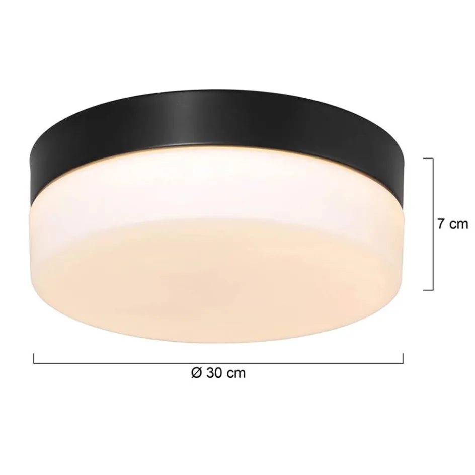 Mat zwarte LED plafondlamp met wit glas IP44 dimbaar>Straluma New