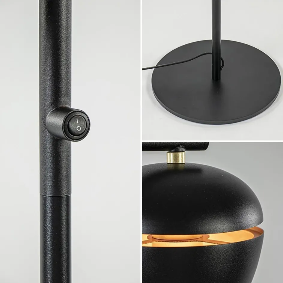 Mat zwarte 2-lichts vloerlamp met gouden accenten>Straluma Clearance