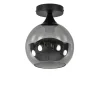 Mat zwarte plafondlamp met smoke glazen bol klein>Straluma Clearance