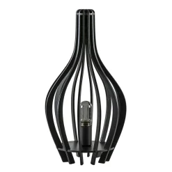 Mat zwarte tafellamp houten kegel>Straluma New