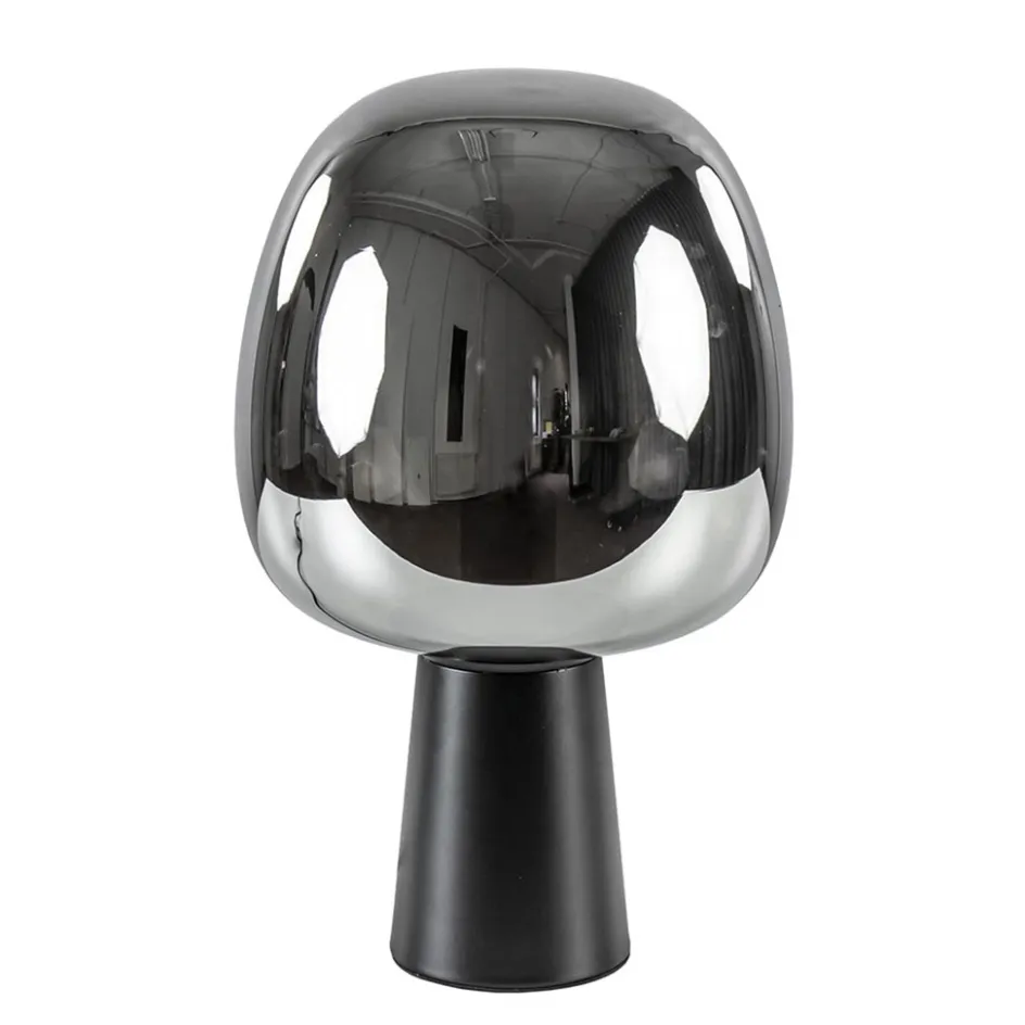 Mat zwarte tafellamp Mayson met smoke glazen kap>Straluma Hot