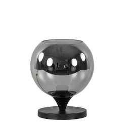 Mat zwarte tafellamp met smoke/titanium bol klein>Straluma New