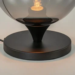 Mat zwarte tafellamp met smoke/titanium bol klein><noscript><img width=