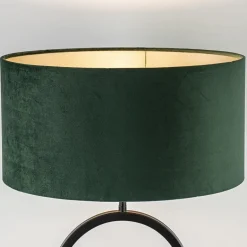 Mat zwarte tafellamp met kap velours groen><noscript><img width=
