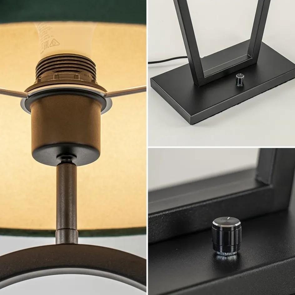 Mat zwarte tafellamp met kap velours groen>Straluma Outlet