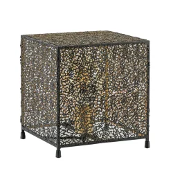 Mat zwarte tafellamp met goud vierkant>Straluma Online