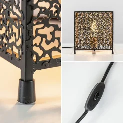 Mat zwarte tafellamp met goud vierkant><noscript><img width=