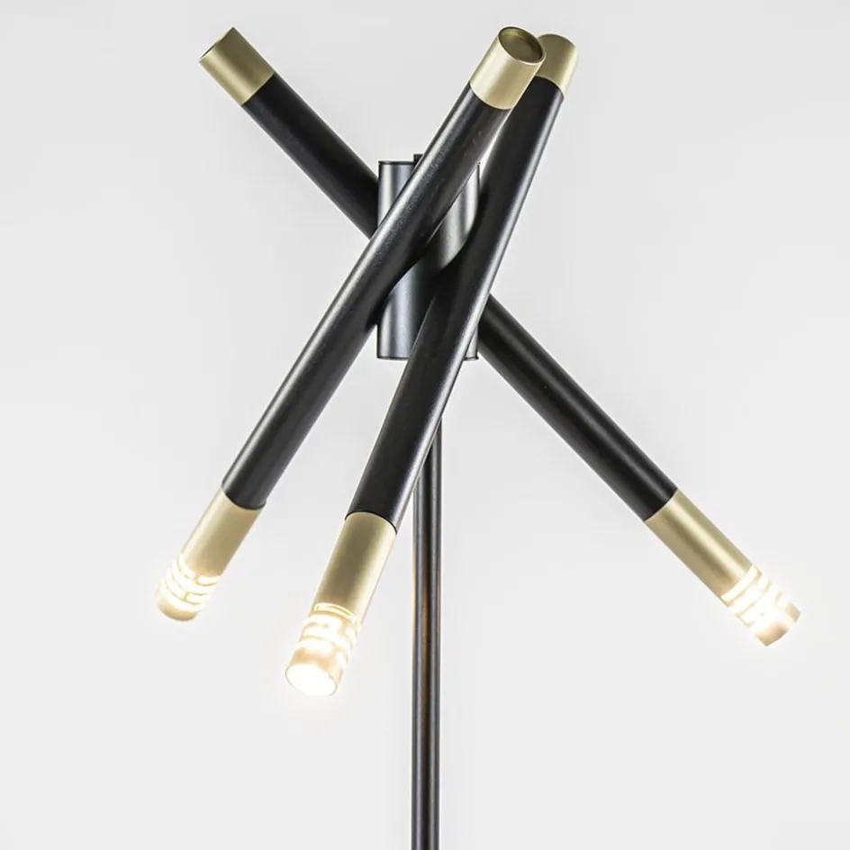 Mat zwarte vloerlamp G9 met gouden accenten>Straluma Hot