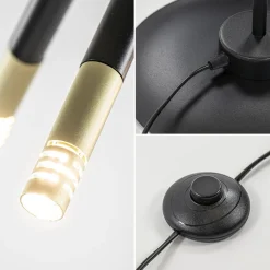 Mat zwarte vloerlamp G9 met gouden accenten><noscript><img width=