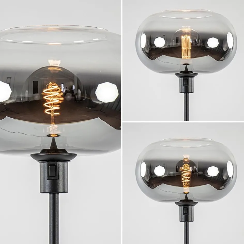 Mat zwarte vloerlamp met smoke glas gradient>Straluma Best