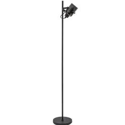 Mat zwarte vloerlamp met smoke/titanium glas>Straluma Discount