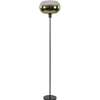 Mat zwarte vloerlamp met glazen kap helder/goud>Straluma