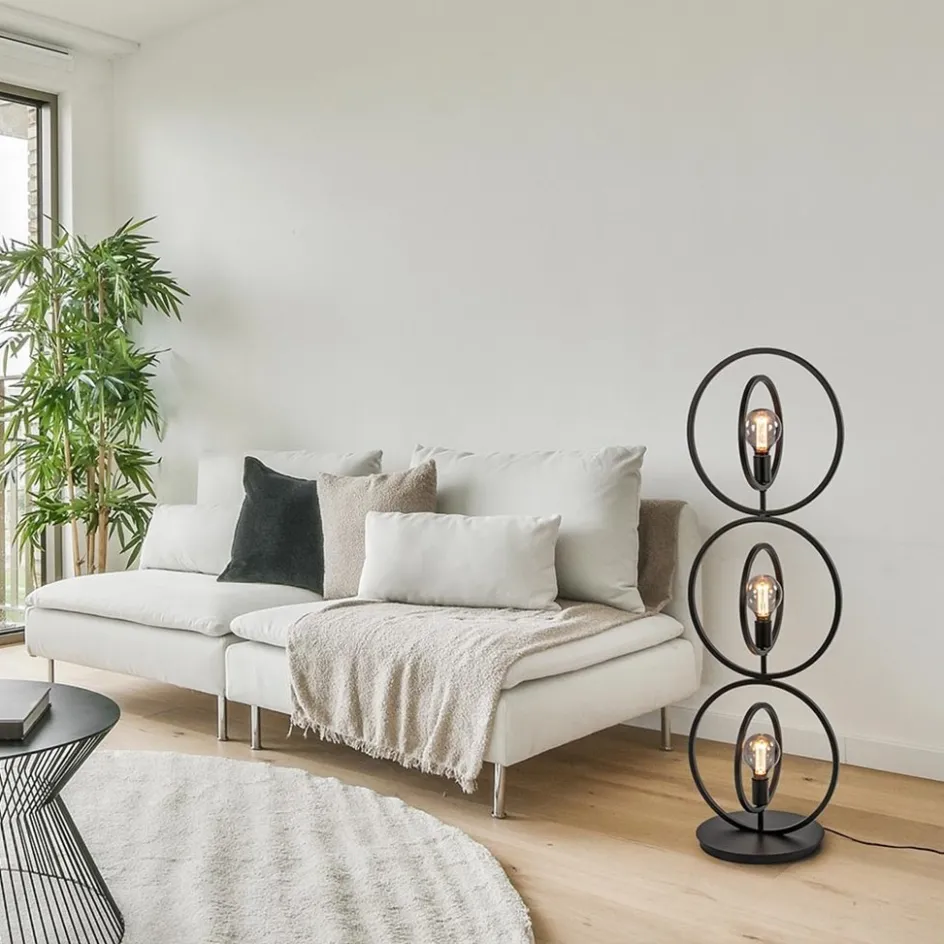 Mat zwarte vloerlamp rings>Straluma Sale