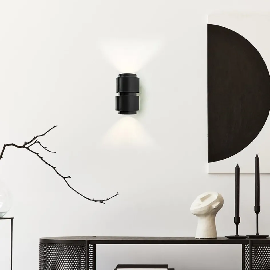Mat zwarte wandlamp cilinder up+down G9>Straluma Hot