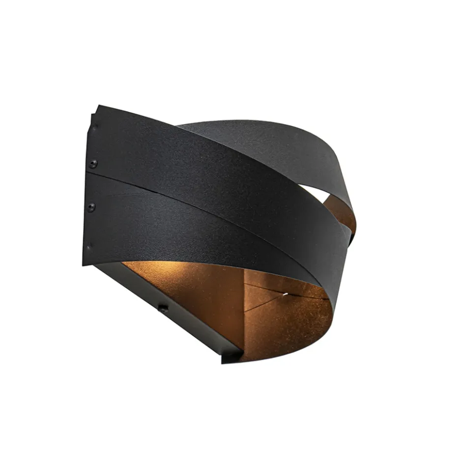 Mat zwarte wandlamp half rond E14>Straluma Discount