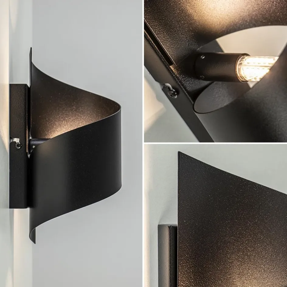 Mat zwarte wandlamp krul G9>Straluma Clearance