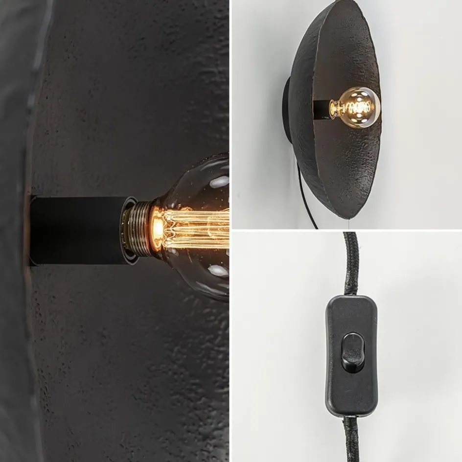 Mat zwarte wandlamp Neva inclusief snoer>Straluma