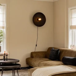 Mat zwarte wandlamp Neva inclusief snoer><noscript><img width=