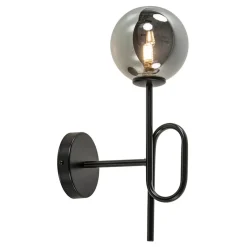 Mat zwarte wandlamp trompet met smoke glas>Straluma Sale