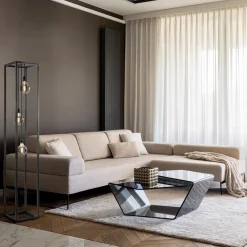 Metalen design vloerlamp zwart frame rechthoek><noscript><img width=