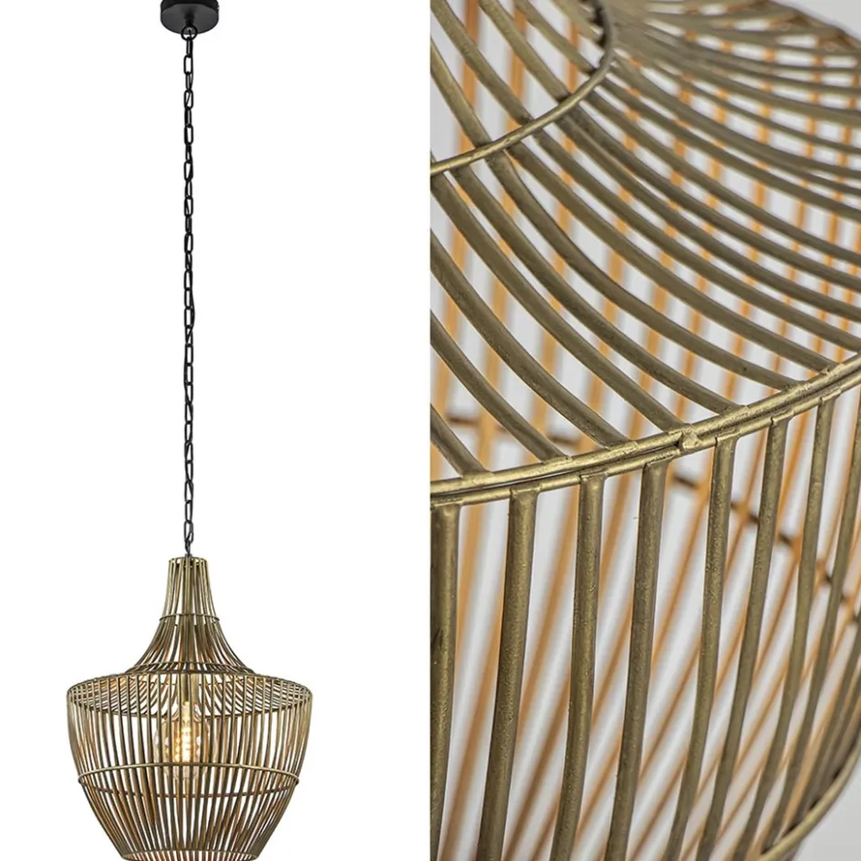 Metalen hanglamp Stella antiek brons met zwart>Straluma Discount