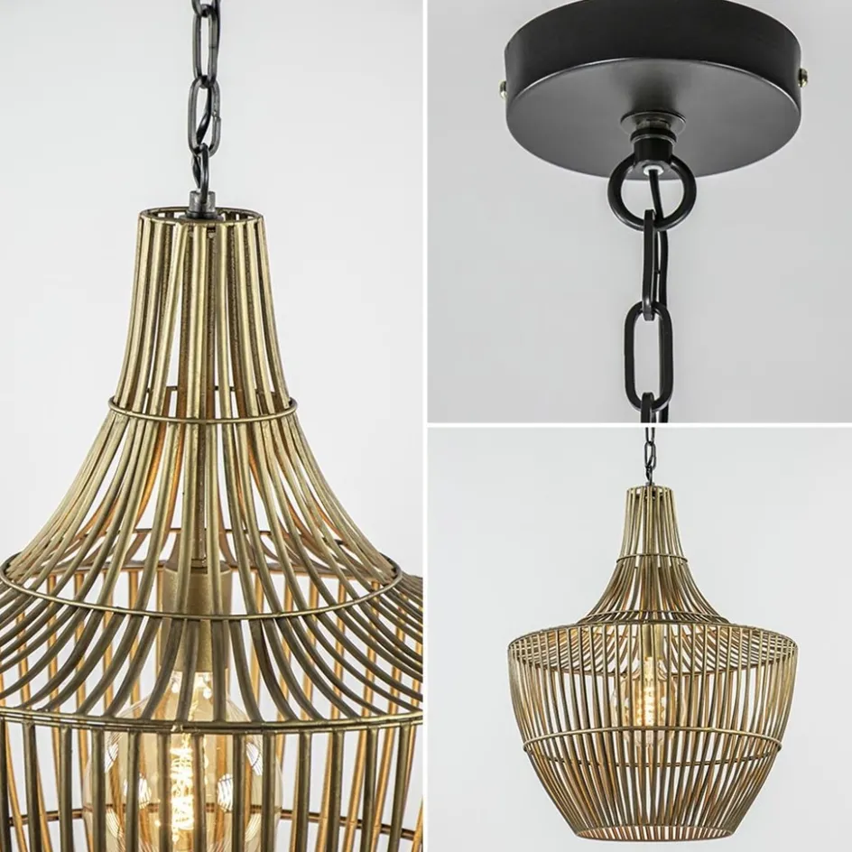 Metalen hanglamp Stella antiek brons met zwart>Straluma Discount