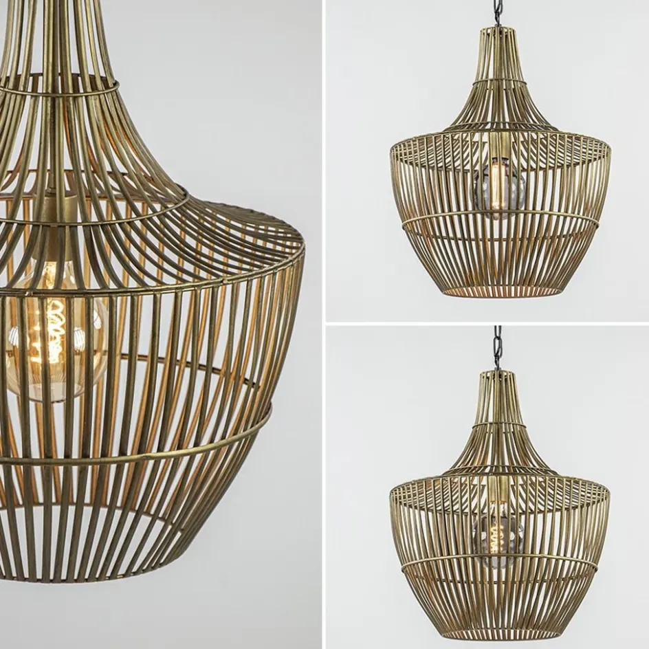 Metalen hanglamp Stella antiek brons met zwart>Straluma Discount