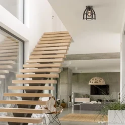 Metalen plafondlamp antiek zwart><noscript><img width=