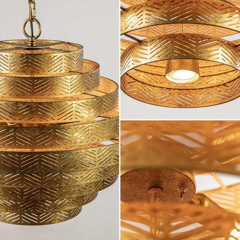 Metalen robuuste hanglamp ambachtelijk brons rond>Straluma Online