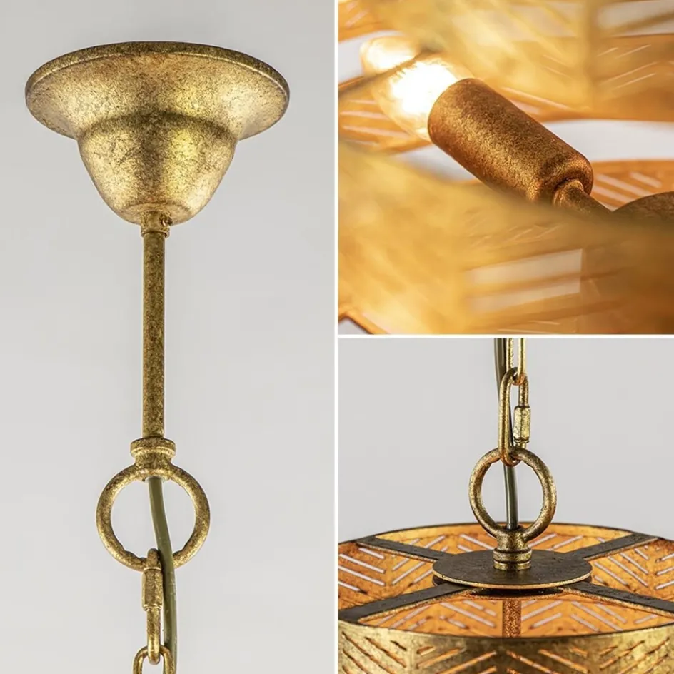 Metalen robuuste hanglamp ambachtelijk brons rond>Straluma Online