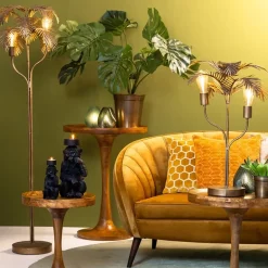 Metalen tafellamp Palm antiek brons Light and Living><noscript><img width=