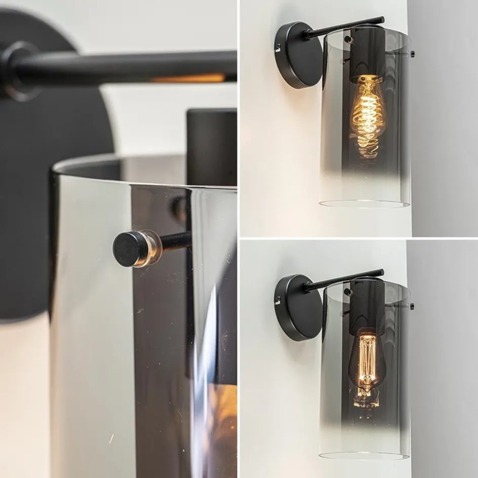 Modern klassieke wandlamp cilinder met smoke glas>Straluma Hot