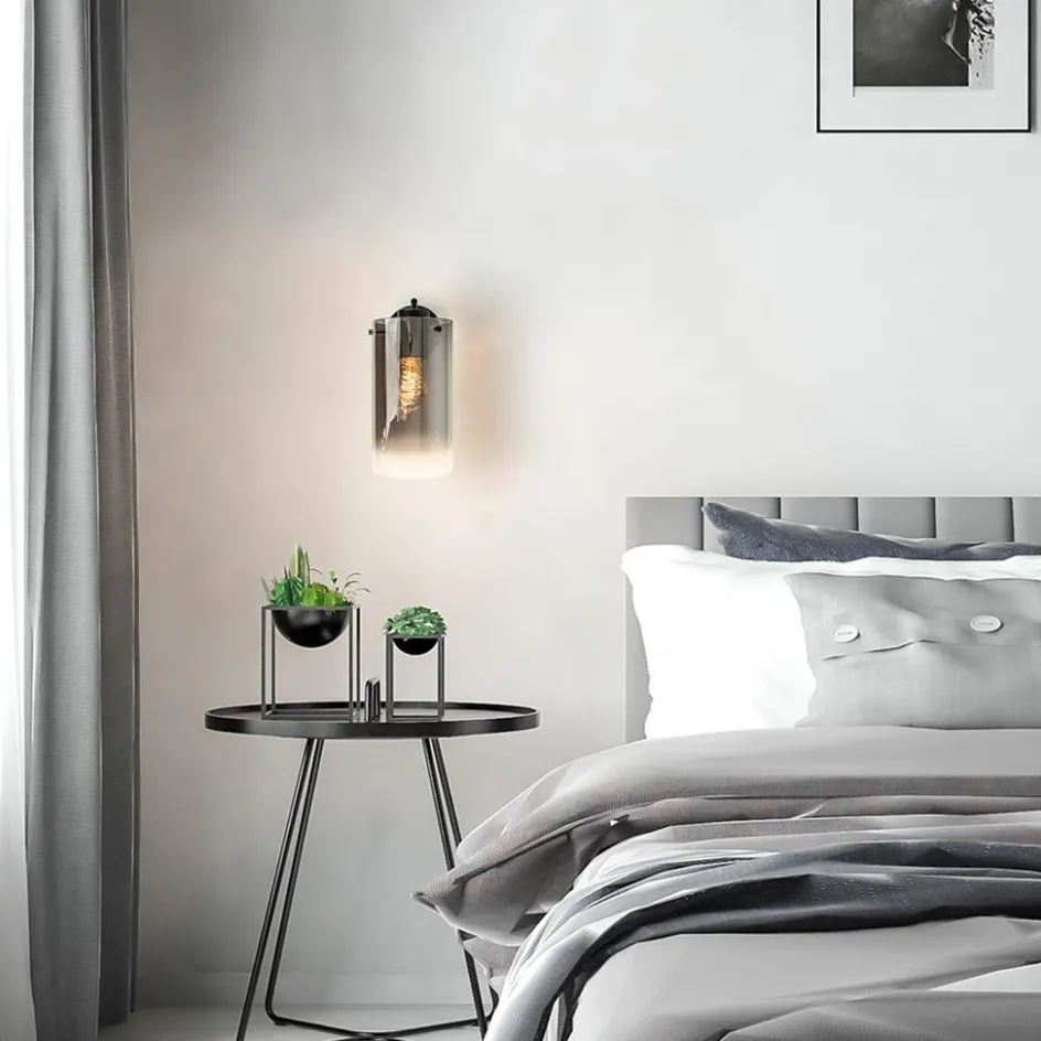 Modern klassieke wandlamp cilinder met smoke glas>Straluma Hot