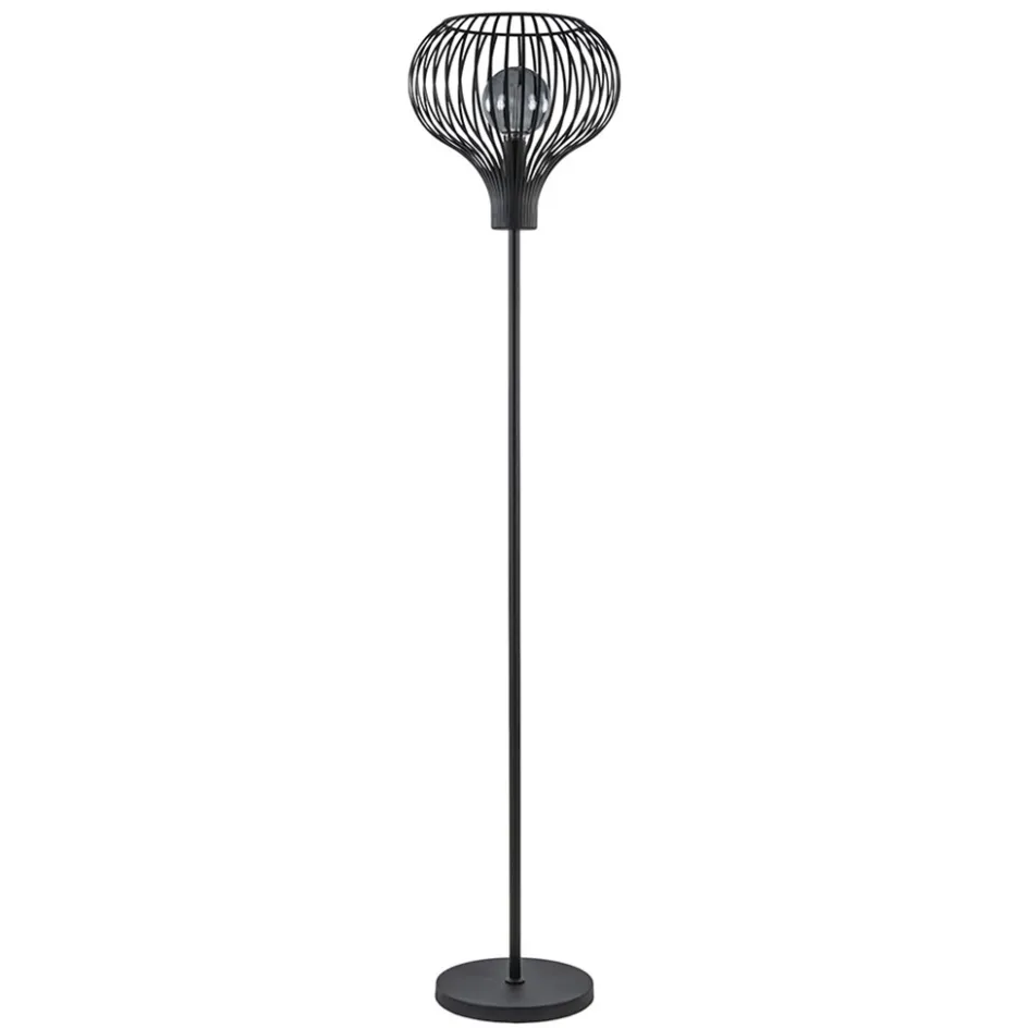 Modern zwarte vloerlamp met draad kap>Straluma