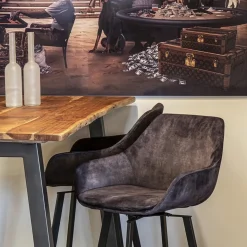 Moderne barkruk met draaibare zitting velvet antraciet></noscript>Straluma