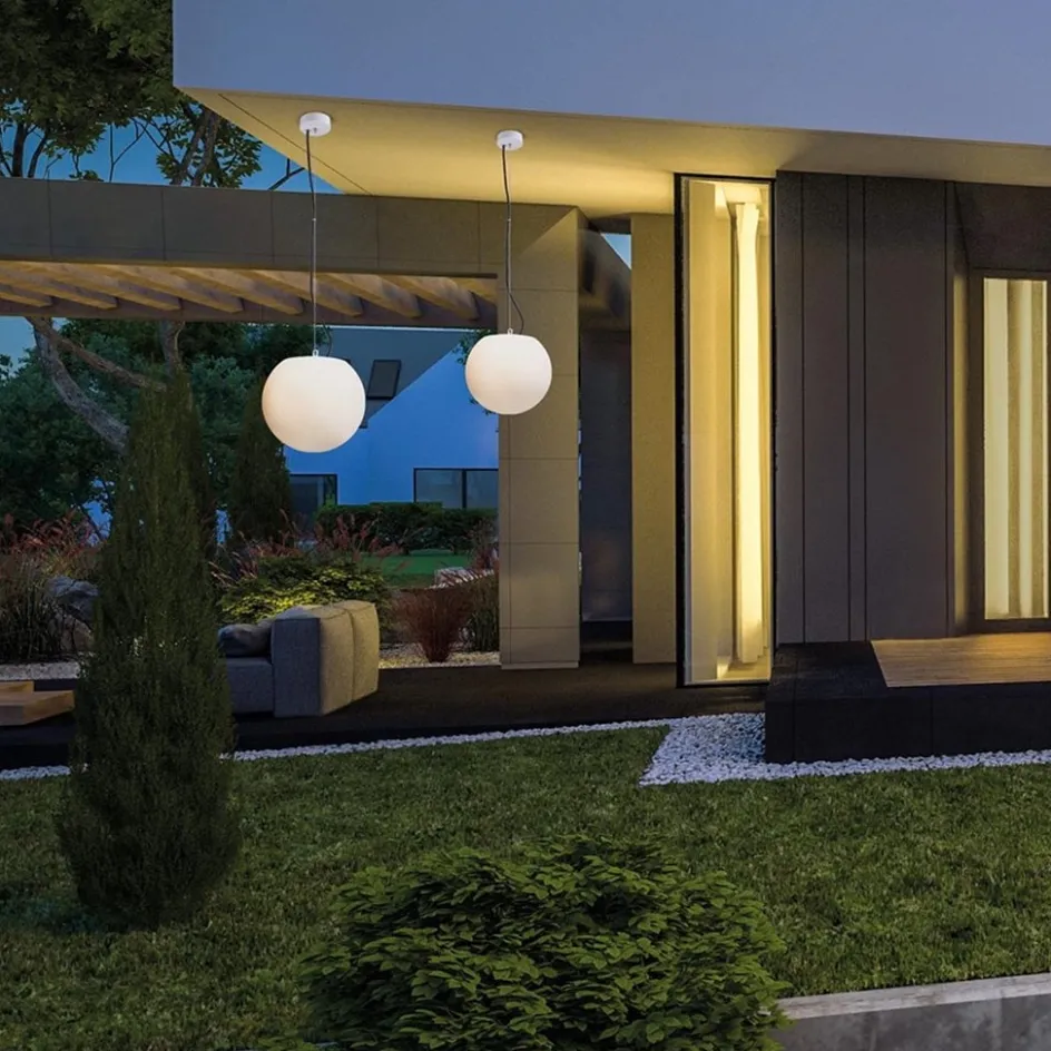 Moderne buitenlamp hang witte bol 45 cm>Straluma Best