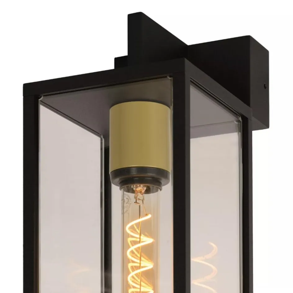 Moderne buitenlamp rechthoek zwart met goud IP54>Straluma Hot